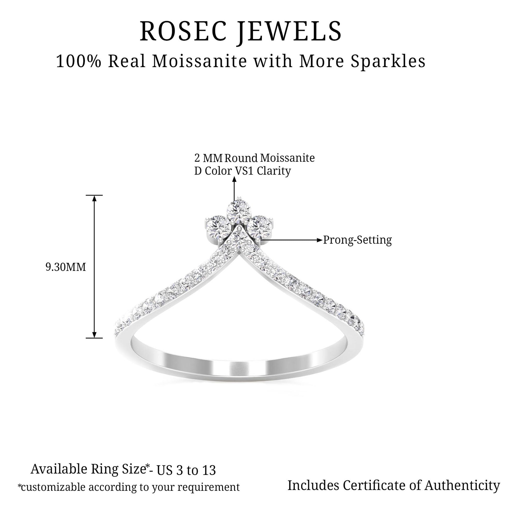 1/4 CT Moissanite Chevron Wedding Ring Enhancer for Women Moissanite - ( D-VS1 ) - Color and Clarity - Rosec Jewels