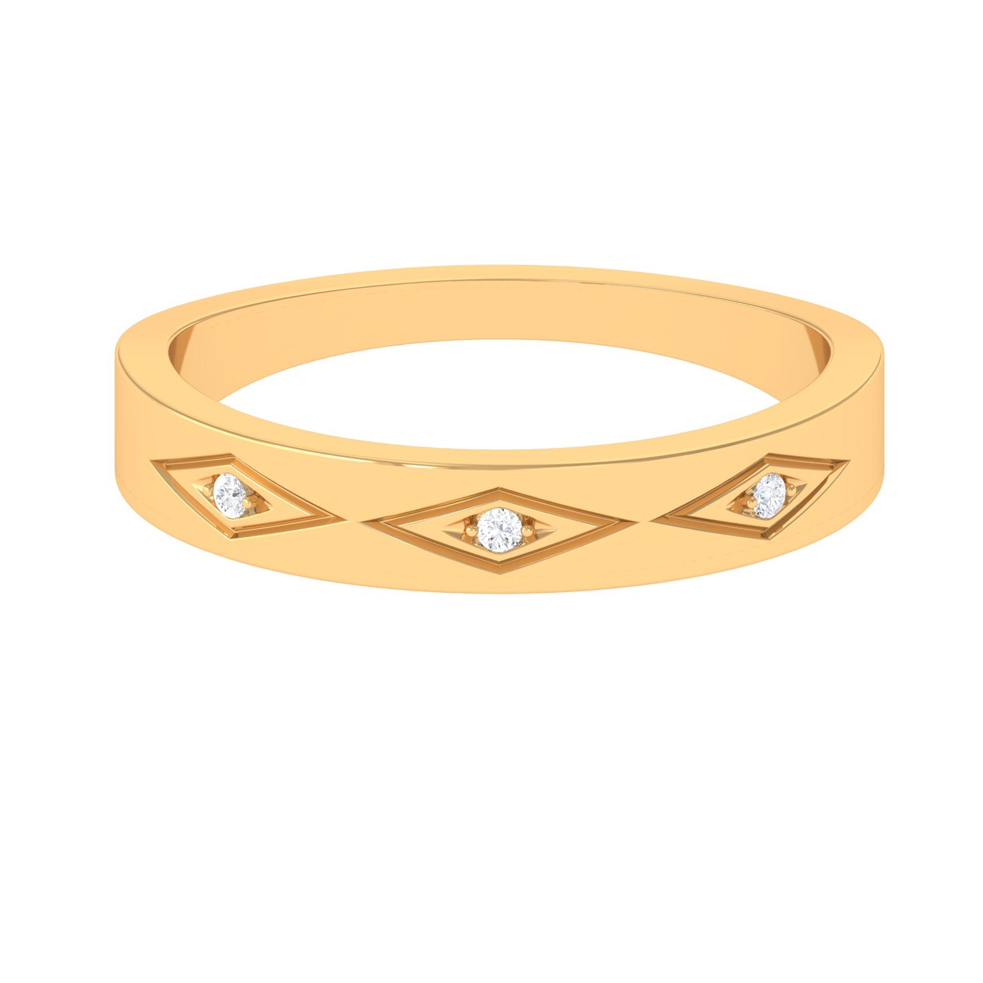 Simple Three Diamond Wedding Band Ring Diamond - ( HI-SI ) - Color and Clarity - Rosec Jewels