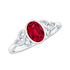 Oval Shape Lab Grown Ruby Solitaire Celtic Knot Ring Lab Created Ruby - ( AAAA ) - Quality 92.5 Sterling Silver 8 - Rosec Jewels