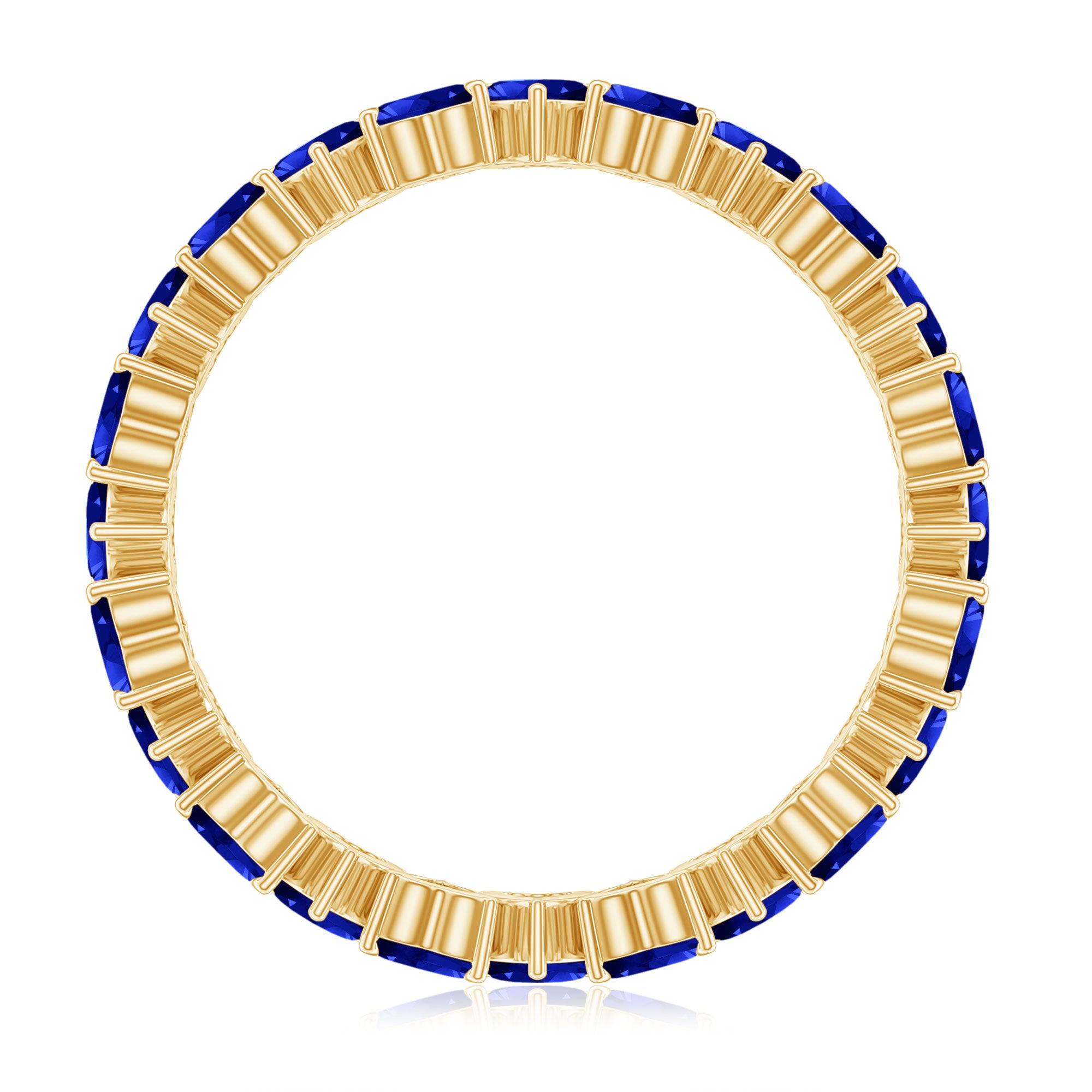 Claw Set Created Blue Sapphire Heart Eternity Band Ring in Gold Lab Created Blue Sapphire - ( AAAA ) - Quality - Rosec Jewels