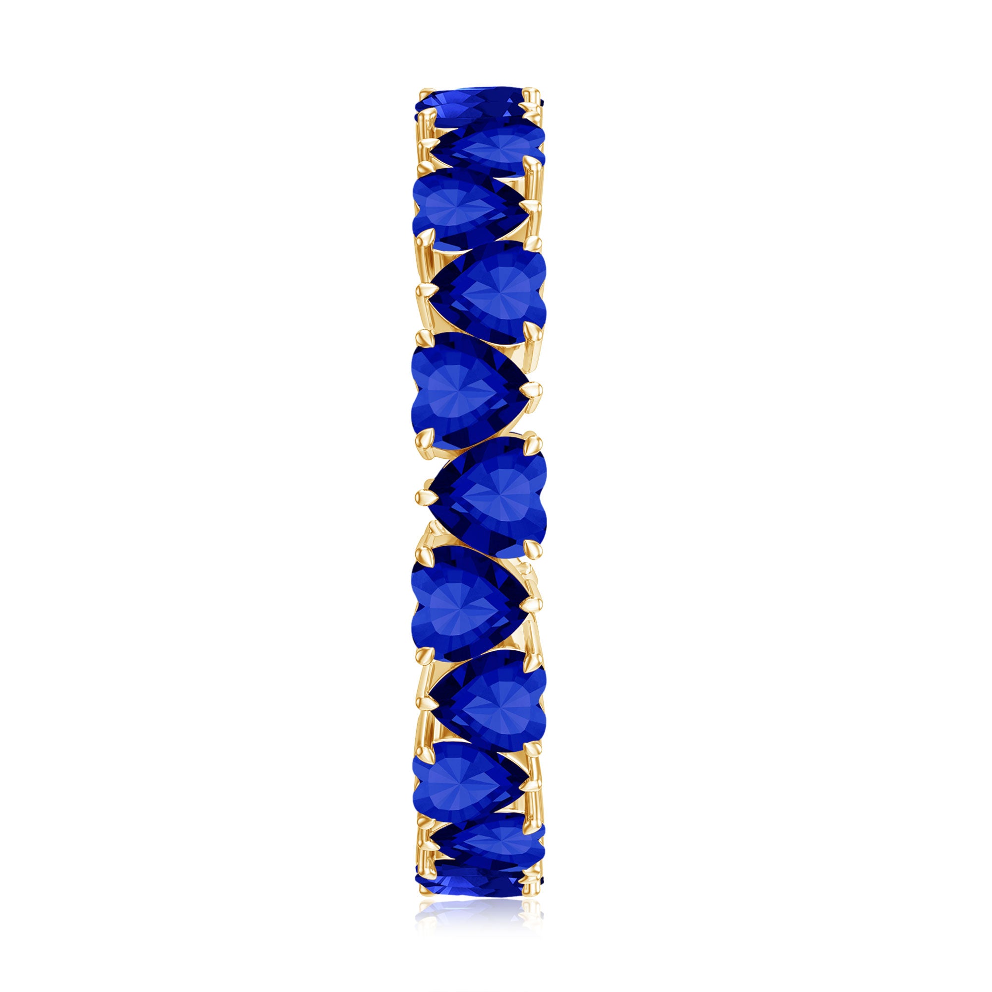 Claw Set Created Blue Sapphire Heart Eternity Band Ring in Gold Lab Created Blue Sapphire - ( AAAA ) - Quality - Rosec Jewels