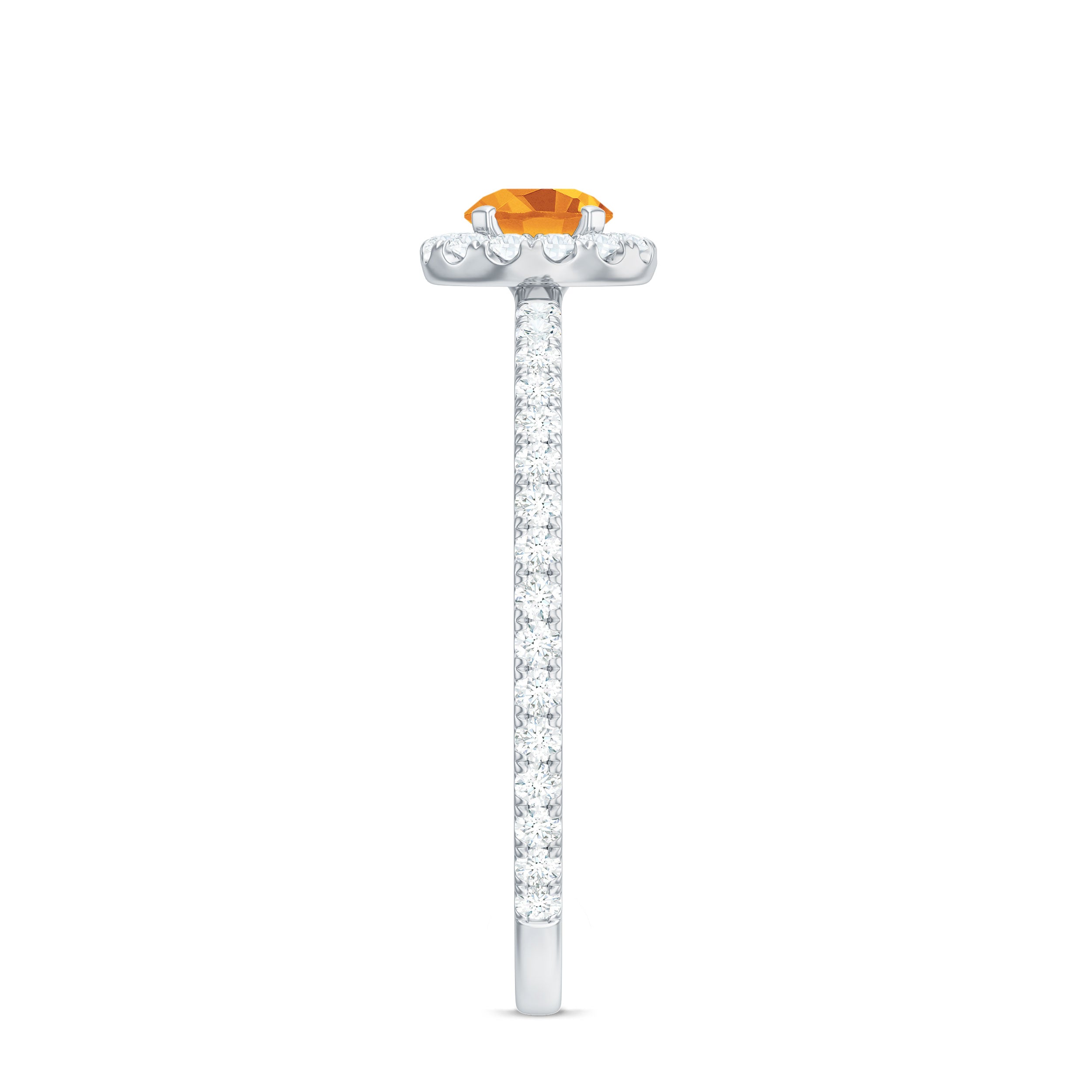 1/2 CT Citrine Solitaire Halo Ring with Diamond Citrine - ( AAA ) - Quality - Rosec Jewels