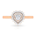 Heart Shape Diamond Engagement Ring with Double Halo Diamond - ( HI-SI ) - Color and Clarity - Rosec Jewels