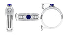 Real Blue Sapphire and Diamond Bridal Ring Set with Beaded Details Blue Sapphire - ( AAA ) - Quality - Rosec Jewels