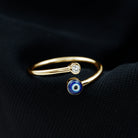 Bezel Set Moissanite and Enameled Evil Eye Wrap Ring in Gold Moissanite - ( D-VS1 ) - Color and Clarity - Rosec Jewels