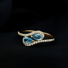 1.25 CT Pear Shape Aquamarine Two Stone Bypass Ring with Diamond Accent Aquamarine - ( AAA ) - Quality - Rosec Jewels