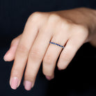 Lab Grown Blue Sapphire Simple Stackable Ring Lab Created Blue Sapphire - ( AAAA ) - Quality - Rosec Jewels