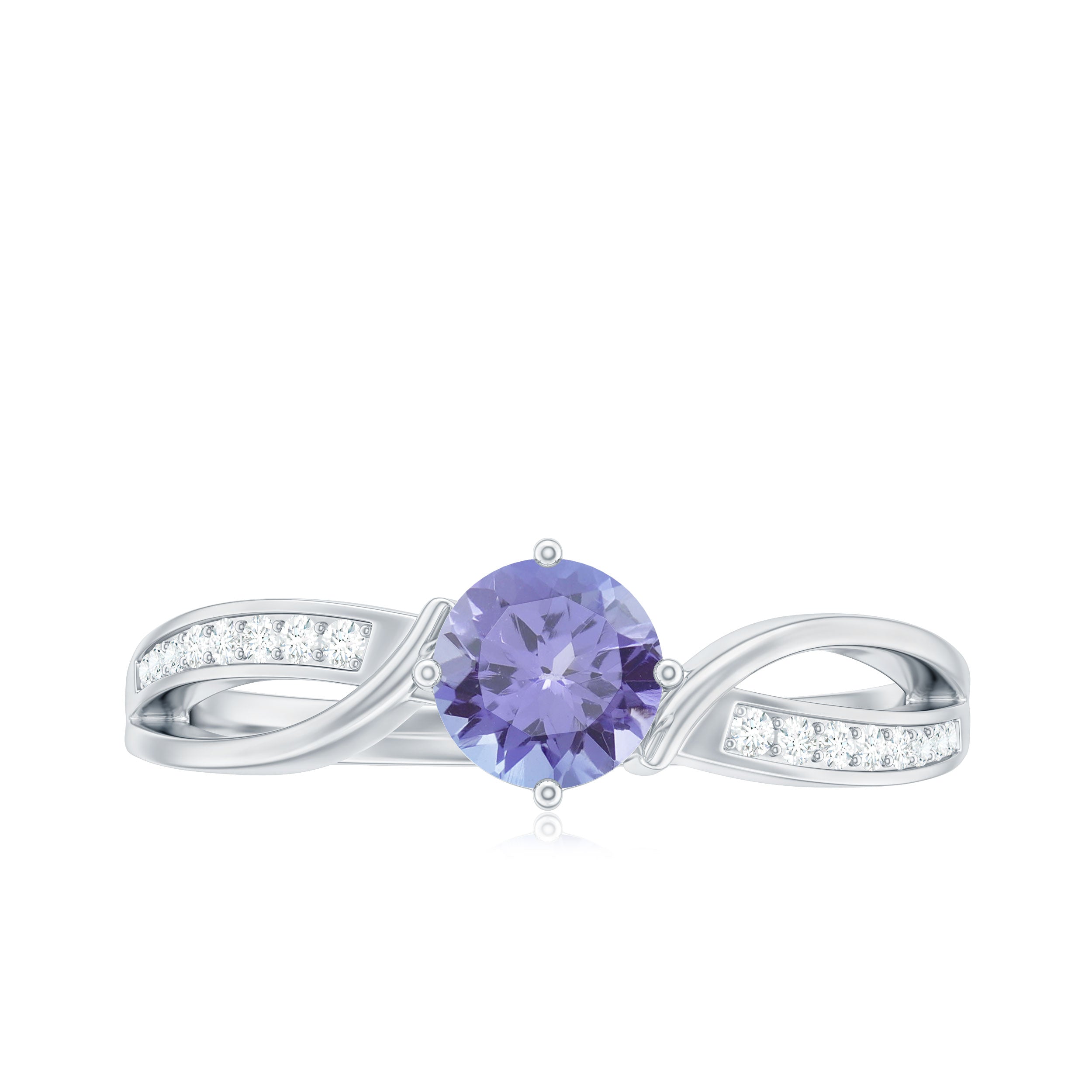 Tanzanite and Diamond Engagement Ring Tanzanite - ( AAA ) - Quality - Rosec Jewels