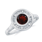 Vintage Style Bezel Set Garnet Solitaire Ring Garnet - ( AAA ) - Quality - Rosec Jewels