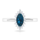 1 CT Marquise Cut London Blue Topaz Ring with Diamond Halo London Blue Topaz - ( AAA ) - Quality - Rosec Jewels