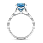 Cushion Cut London Blue Topaz Engagement Ring with Diamond London Blue Topaz - ( AAA ) - Quality - Rosec Jewels