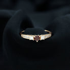 Three Stone Engagement Ring with Heart Shape Garnet and Diamond Garnet - ( AAA ) - Quality - Rosec Jewels