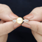 Golden South Sea Pearl Engagement Ring with Diamond South Sea Pearl - ( AAA ) - Quality - Rosec Jewels