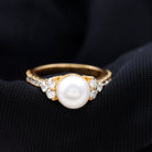 Exuberant Freshwater Pearl and Diamond Engagement Ring Freshwater Pearl - ( AAA ) - Quality - Rosec Jewels