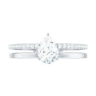 Pear Cut Solitaire Moissanite Double Band Engagement Ring Moissanite - ( D-VS1 ) - Color and Clarity - Rosec Jewels