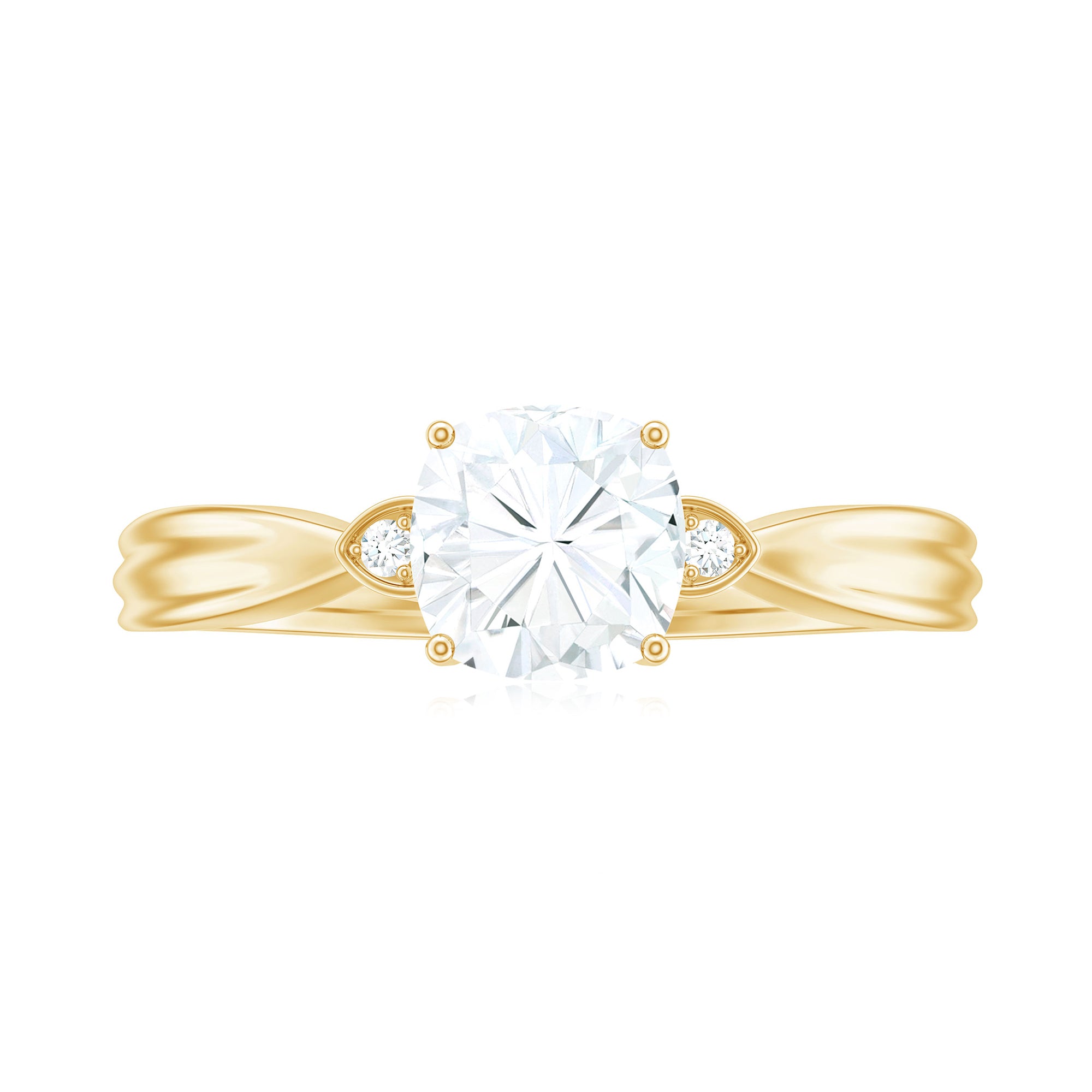 Cushion Moissanite Solitaire Engagement Ring Moissanite - ( D-VS1 ) - Color and Clarity - Rosec Jewels