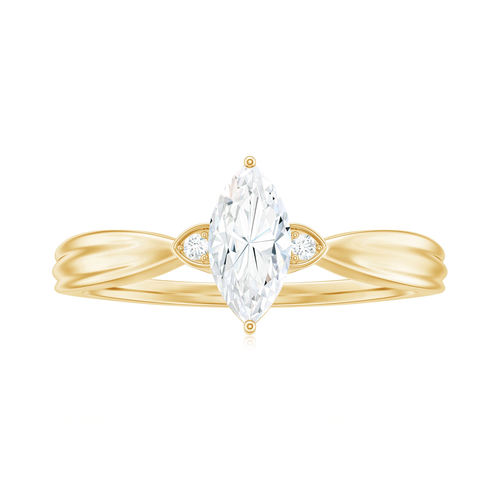 Marquise Moissanite Simple Solitaire Engagement Ring Moissanite - ( D-VS1 ) - Color and Clarity - Rosec Jewels