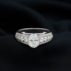 Oval Cut Moissanite Solitaire Engagement Ring with Side Stones Moissanite - ( D-VS1 ) - Color and Clarity - Rosec Jewels