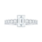 Emerald Cut Moissanite Solitaire Ring with Side Stones Moissanite - ( D-VS1 ) - Color and Clarity - Rosec Jewels