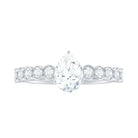 Pear Shaped Moissanite Solitaire Ring with Side Stones Moissanite - ( D-VS1 ) - Color and Clarity - Rosec Jewels