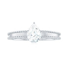 Pear Shaped Moissanite Solitaire Ring in Gold Moissanite - ( D-VS1 ) - Color and Clarity - Rosec Jewels