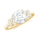 Round Cut Moissanite Solitaire Ring in Spilt Shank Moissanite - ( D-VS1 ) - Color and Clarity - Rosec Jewels