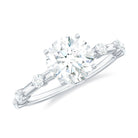 Large Round Shape Moissanite Solitaire Engagement Ring in Gold Moissanite - ( D-VS1 ) - Color and Clarity - Rosec Jewels