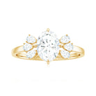 Oval Cut Moissanite Solitaire Engagement Ring with Trio Moissanite - ( D-VS1 ) - Color and Clarity - Rosec Jewels