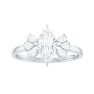 Marquise Cut Moissanite Solitaire Engagement Ring with Trio Moissanite - ( D-VS1 ) - Color and Clarity - Rosec Jewels