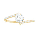 Round Cut Moissanite Solitaire Bypass Promise Ring Moissanite - ( D-VS1 ) - Color and Clarity - Rosec Jewels