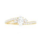 Oval Shape Moissanite Bypass Engagement Ring with Side Stones Moissanite - ( D-VS1 ) - Color and Clarity - Rosec Jewels