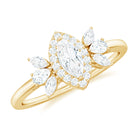 Marquise Cut Moissanite Cluster Halo Engagement Ring Moissanite - ( D-VS1 ) - Color and Clarity - Rosec Jewels