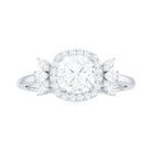 Cushion Cut Moissanite Cluster Halo Engagement Ring Moissanite - ( D-VS1 ) - Color and Clarity - Rosec Jewels