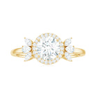 Round Shape Moissanite Cluster Halo Engagement Ring Moissanite - ( D-VS1 ) - Color and Clarity - Rosec Jewels