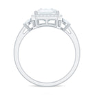 Emerald Cut Moissanite Engagement Ring with Halo Moissanite - ( D-VS1 ) - Color and Clarity - Rosec Jewels