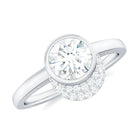 Bezel Set Round Cut Moissanite Classic Engagement Ring Moissanite - ( D-VS1 ) - Color and Clarity - Rosec Jewels