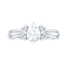 Pear Cut Moissanite Solitaire Engagement Ring with Bow Moissanite - ( D-VS1 ) - Color and Clarity - Rosec Jewels