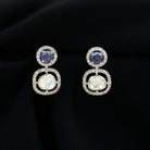 Polki Diamond and Tanzanite Halo Stud Earrings with Natural Diamonds - Rosec Jewels