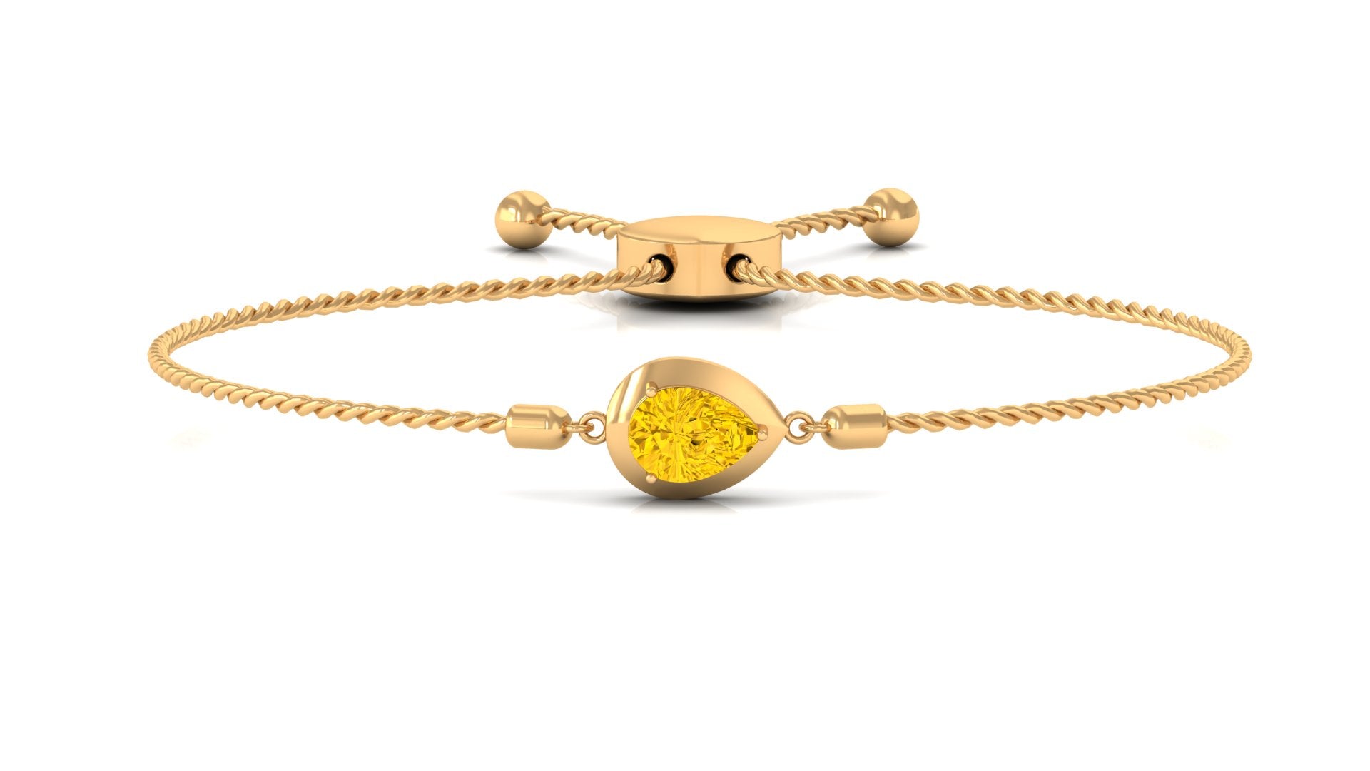 Pear Cut Solitaire Yellow Sapphire Simple Bolo Bracelet Yellow Sapphire - ( AAA ) - Quality - Rosec Jewels