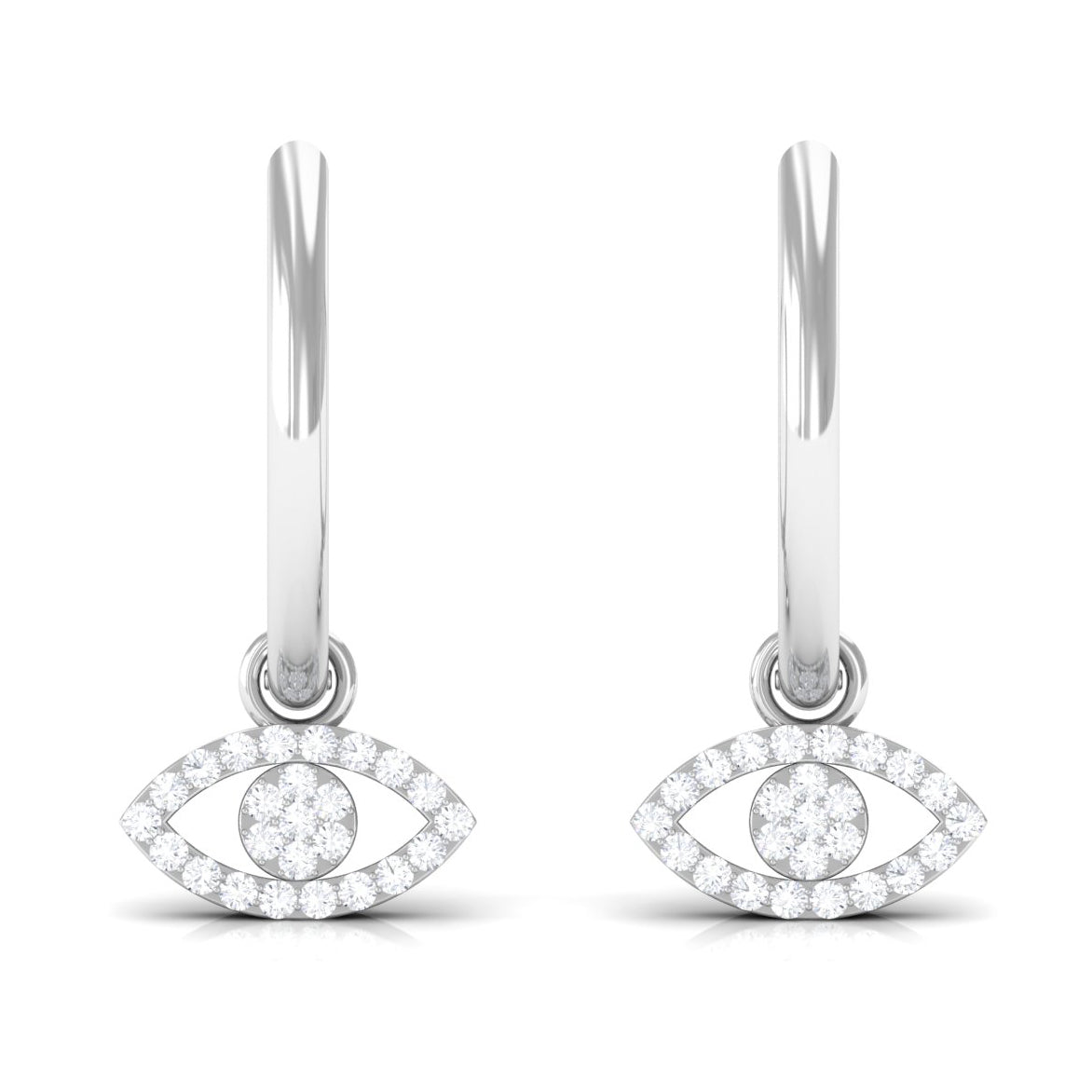 1/4 CT Diamond Evil Eye Drop Hoop Earrings Diamond - ( HI-SI ) - Color and Clarity - Rosec Jewels