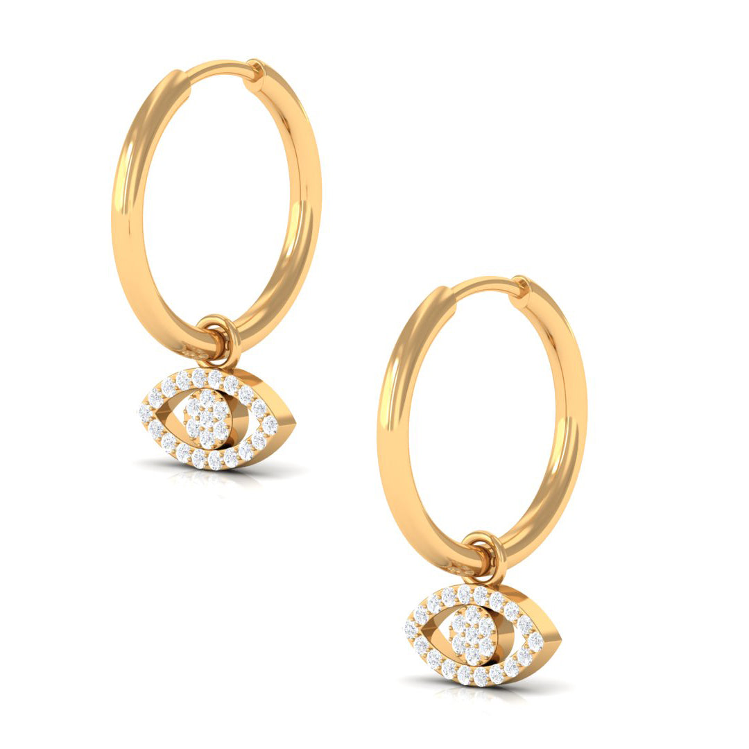 1/4 CT Diamond Evil Eye Drop Hoop Earrings Diamond - ( HI-SI ) - Color and Clarity - Rosec Jewels