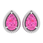 Pear Cut Pink Sapphire Solitaire Stud Earrings in Rope Frame Pink Sapphire - ( AAA ) - Quality - Rosec Jewels