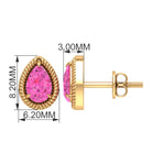 Pear Cut Pink Sapphire Solitaire Stud Earrings in Rope Frame Pink Sapphire - ( AAA ) - Quality - Rosec Jewels