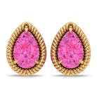 Pear Cut Pink Sapphire Solitaire Stud Earrings in Rope Frame Pink Sapphire - ( AAA ) - Quality - Rosec Jewels