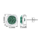 Lab Grown Green Sapphire and Diamond Halo Stud Earrings Lab Created Green Sapphire - ( AAAA ) - Quality - Rosec Jewels