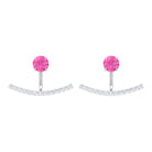 1 CT Pink Sapphire and Diamond Classic Jacket Earrings Pink Sapphire - ( AAA ) - Quality - Rosec Jewels