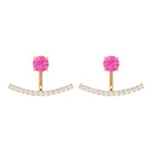 1 CT Pink Sapphire and Diamond Classic Jacket Earrings Pink Sapphire - ( AAA ) - Quality - Rosec Jewels