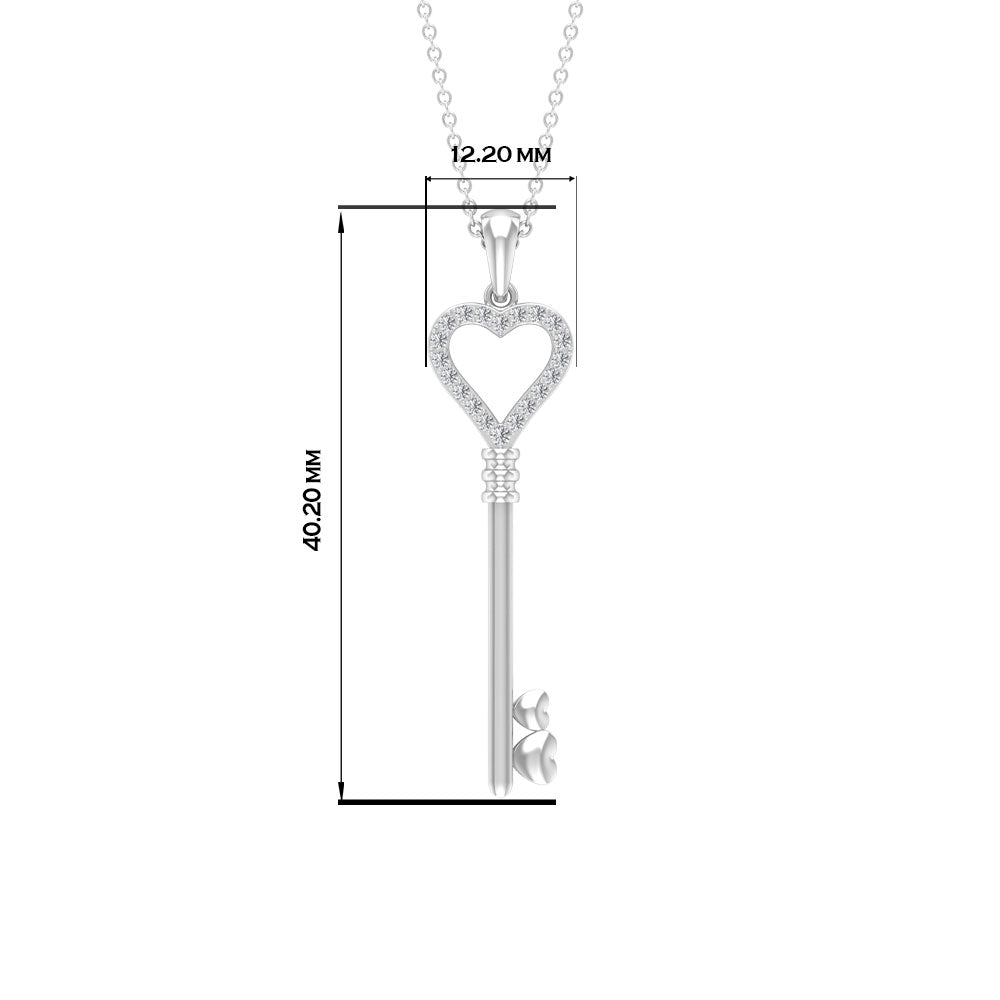 Open Heart Pendant Necklace with Cubic Zirconia Zircon - ( AAAA ) - Quality - Rosec Jewels