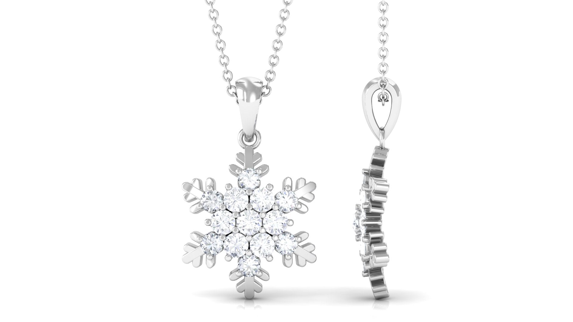 1.25 CT Certified Moissanite Snowflake Pendant in Gold Moissanite - ( D-VS1 ) - Color and Clarity - Rosec Jewels