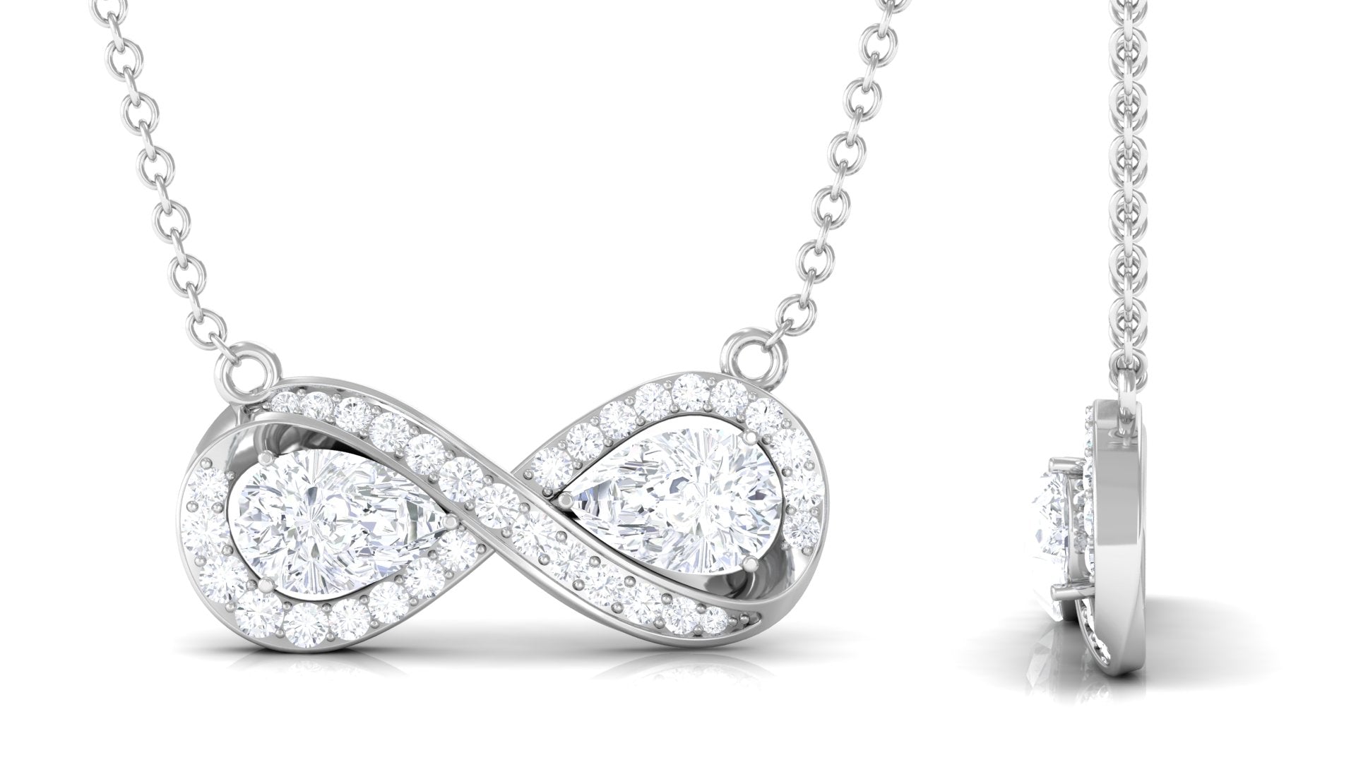 Pear Shape Moissanite Infinity Necklace Moissanite - ( D-VS1 ) - Color and Clarity - Rosec Jewels